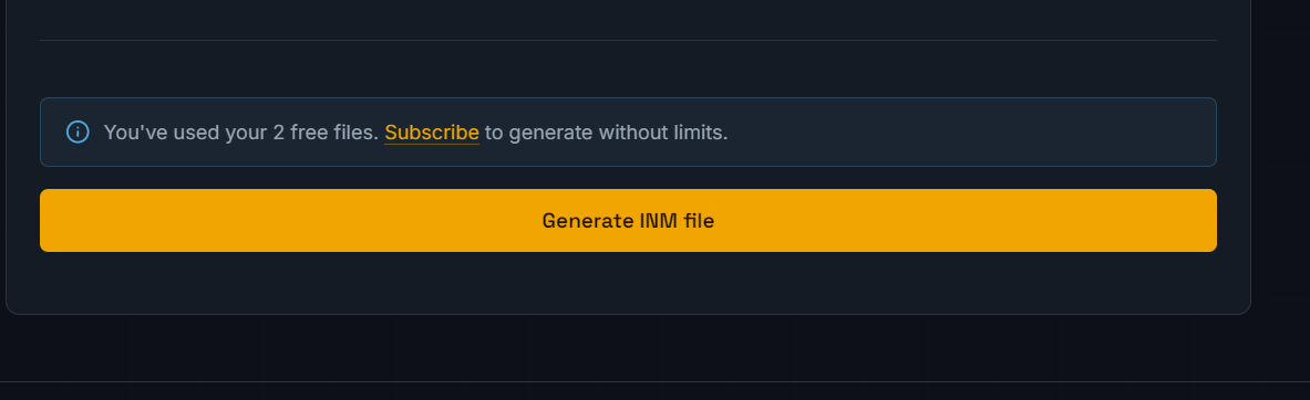 Generate INM file button